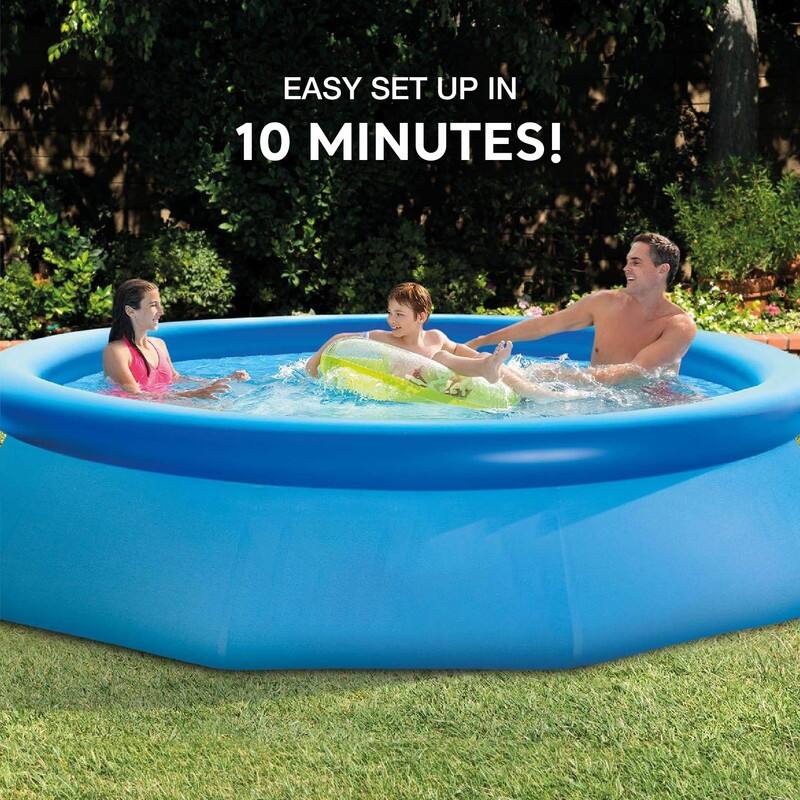 10ft Round Inflatable Pool w/Quick Setup & 23" Depth for Backyard - Blue