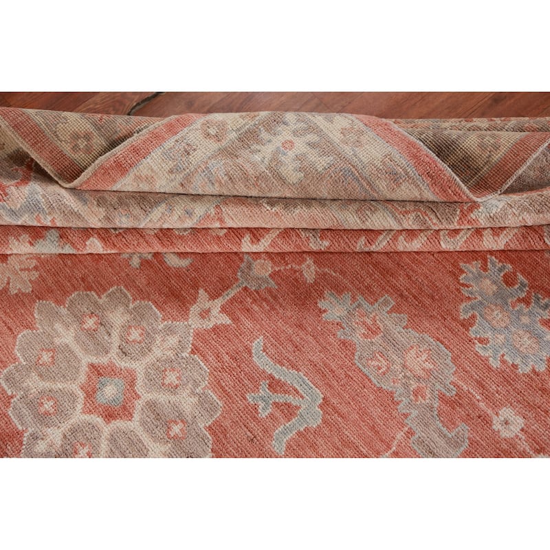 Hand Knotted Oriental 100% Wool Carpet Transitional Geometric Oranges & Rust Oushak Area Rug - 10' 2'' X 8' 4''