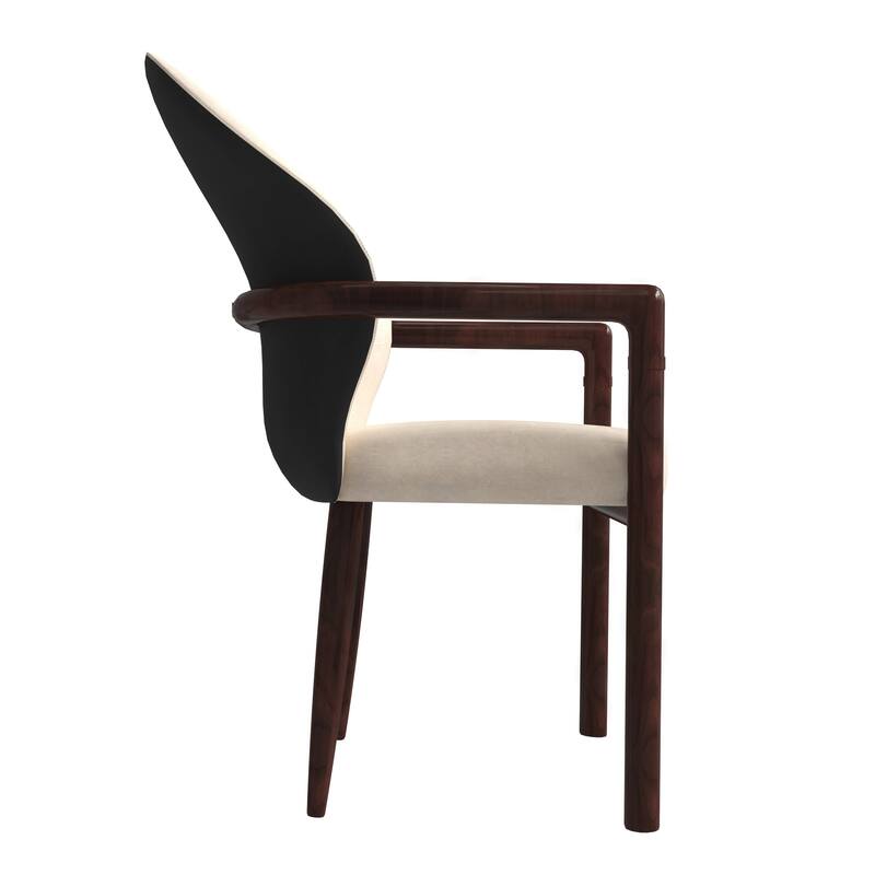 LeisureMod Set of 2 Modern Leather/Velvet Dining Chair - Elegant Armchair with Gold Accents for Home Office & Kitchen