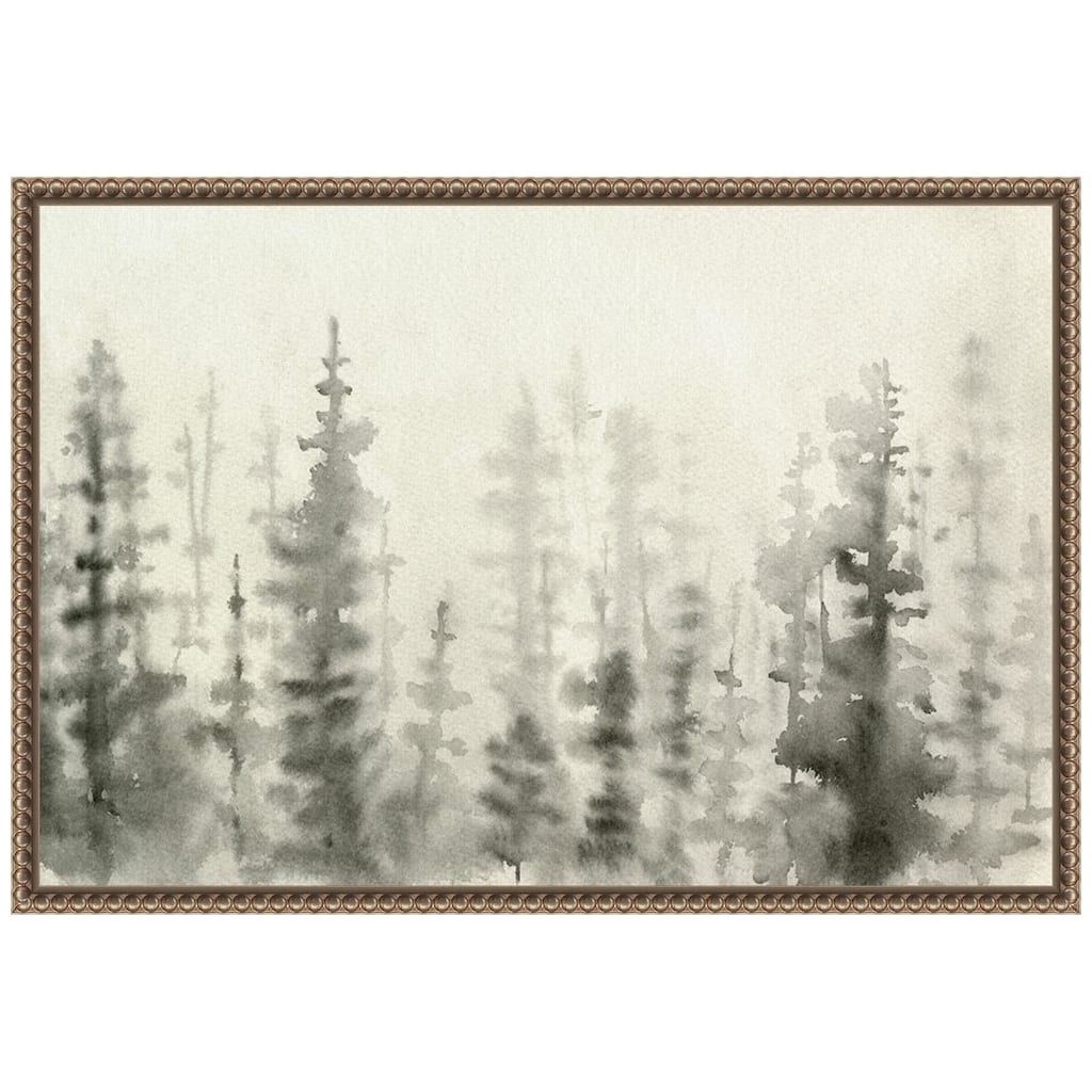 Ink Pine Woods III by Emma Caroline Framed Canvas Wall Art - Sylvie Beaded Bronze