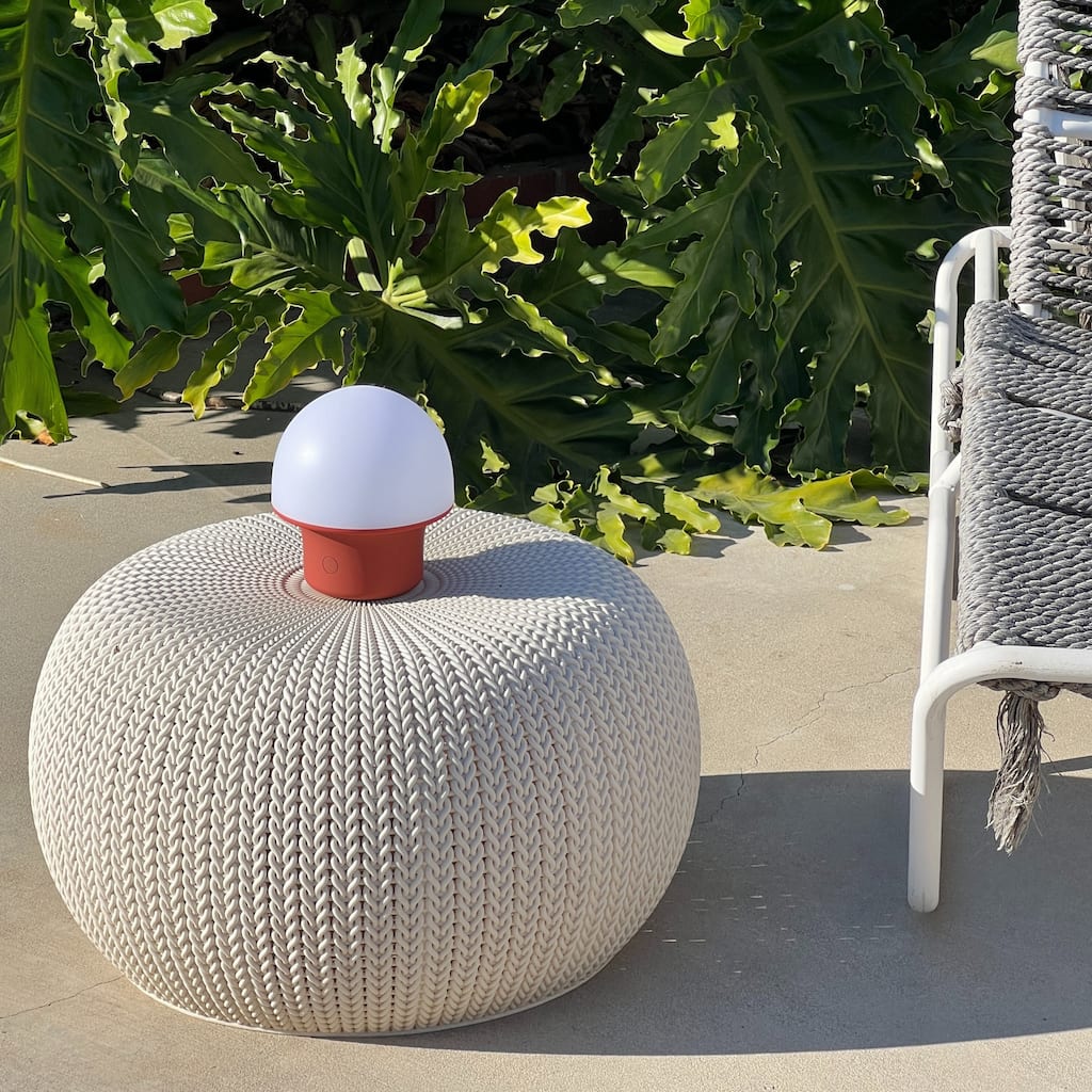 Portobello 6.6 in Sleek Matte Red Modern Portable Indoor/Outdoor Integrated LED Bedside Table Lamp with Built-In Dimmer