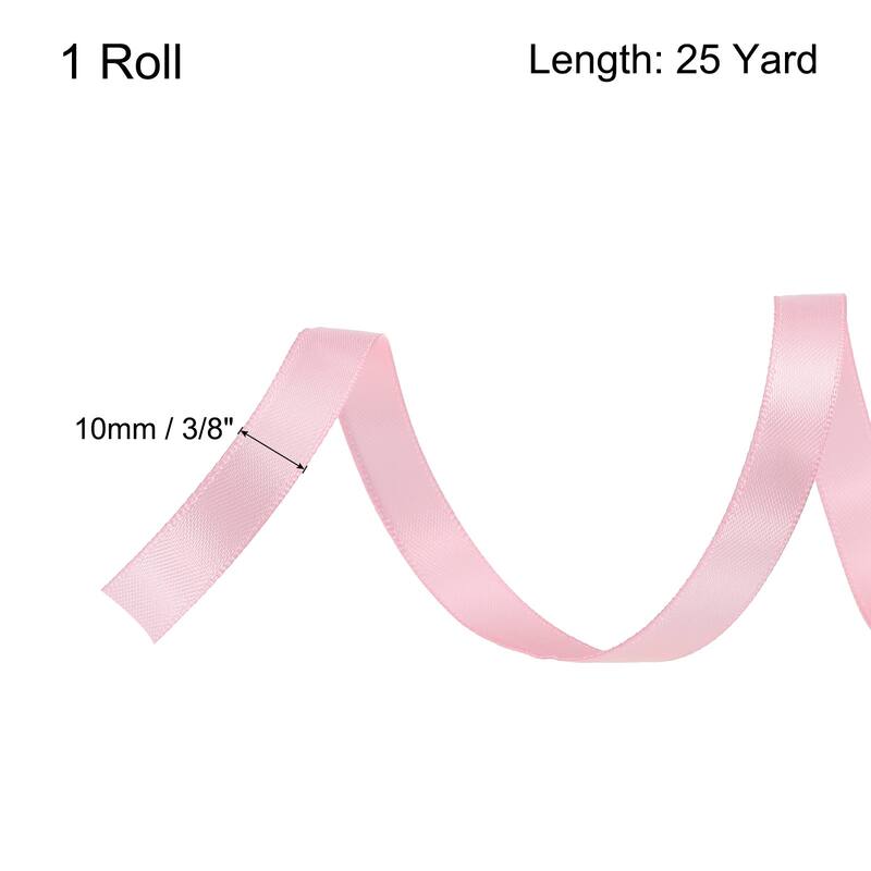 Satin Ribbon Grosgrain Thin Solid Silk Wedding Bouquet Ribbon Decor - Pale Pink - 3/8" x 25 Yard