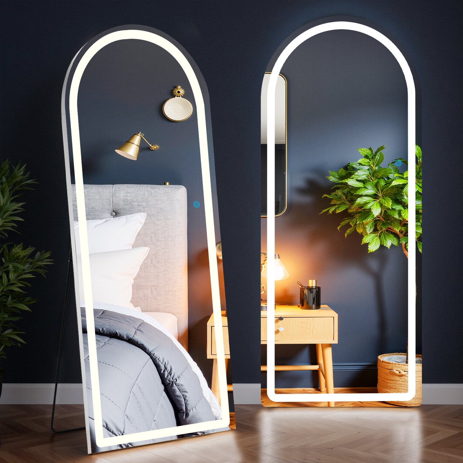 Full Length Mirror with LED Lights, Mirrors with Dimming & 3 Color, Full Body Mirrors with Aluminum Alloy Thin Frame
