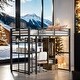 preview thumbnail 1 of 11, Stylish & Simple Full Size Metal Loft Bed with Built-in Wardrobe, Desk and Shelves, Sturdy Construction & Unique Design, Black
