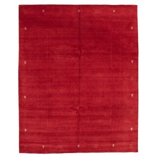 Red Fiber Rug ECARPETGALLERY Hand Loomed Gabbeh Luribaft Dark Red Wool Rug - 7'10 x 9 ...