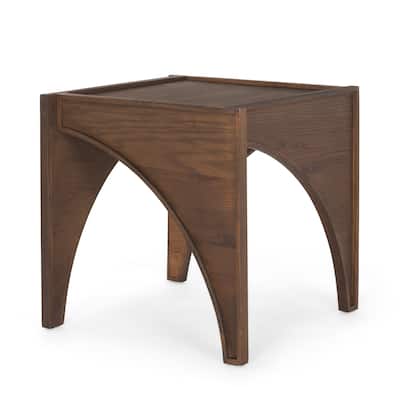 Laraya Medium Brown Wood w/ Arches End Table - 24.0L x 24.0W x 24.0H