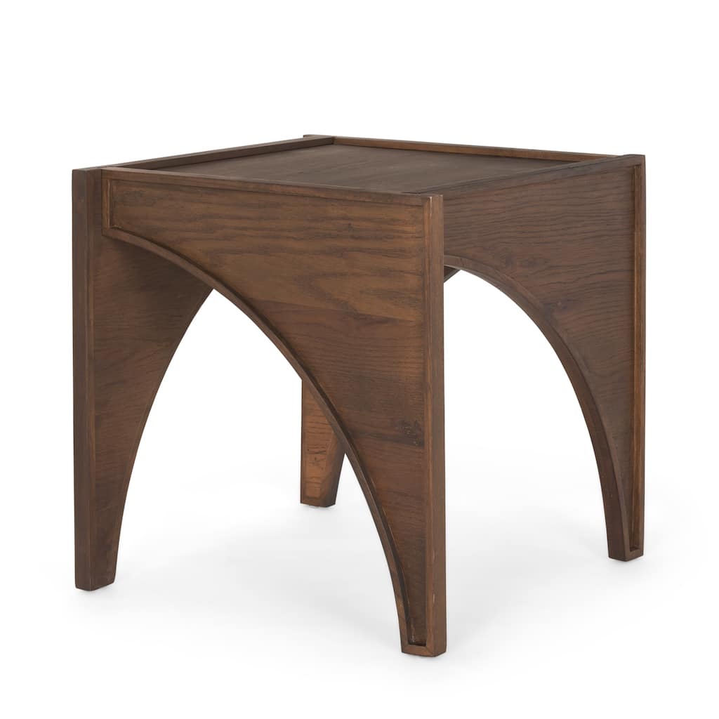 Laraya Medium Brown Wood w/ Arches End Table - 24.0L x 24.0W x 24.0H