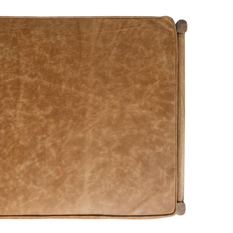 Wood Day Bed or Bench with Leather Cushion - 77.5"L x 28.0"W x 20.5"H