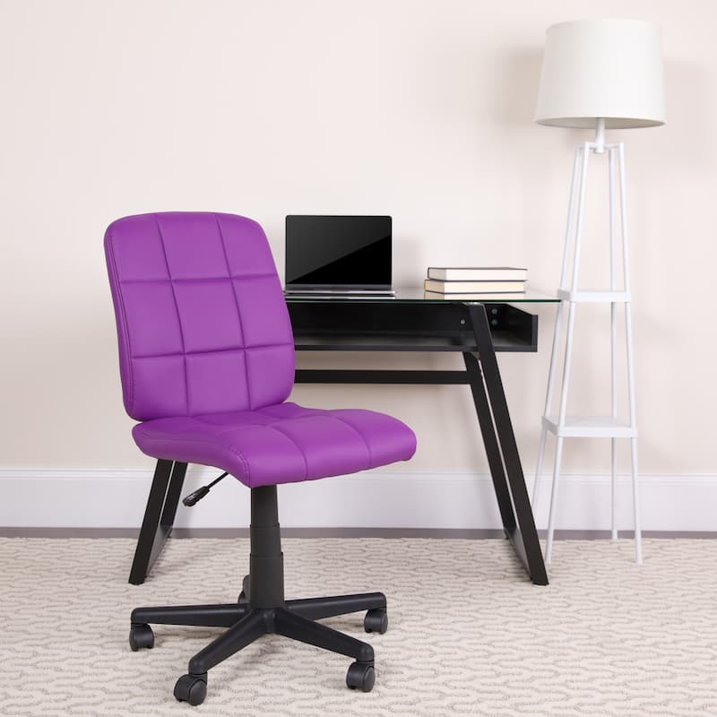 Mid-Back Quilted Vinyl Swivel Task Office Chair - Purple