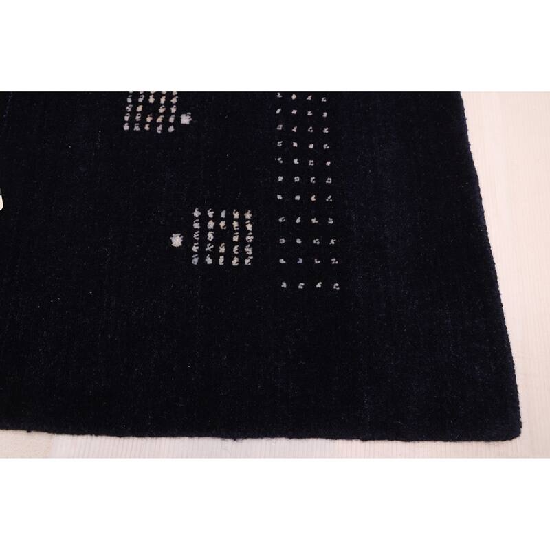 ECARPETGALLERY Hand Loomed Kashkuli Gabbeh Navy Wool Rug - 8'1 x 9'7