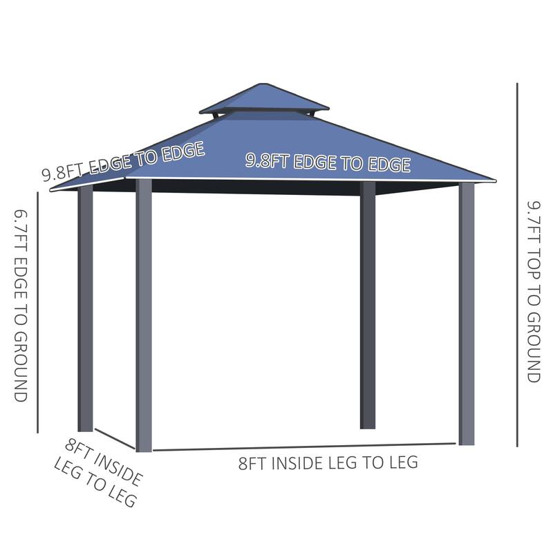10x10 Hardtop Gazebo with Polycarbonate Roof, Aluminum Frame, Netting & Curtains for Outdoor Use