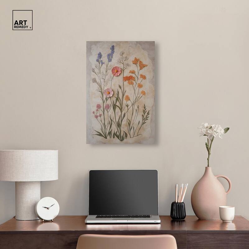 Sculpted Flora Frieze I Canvas by Art Remedy, Gallery Wrapped