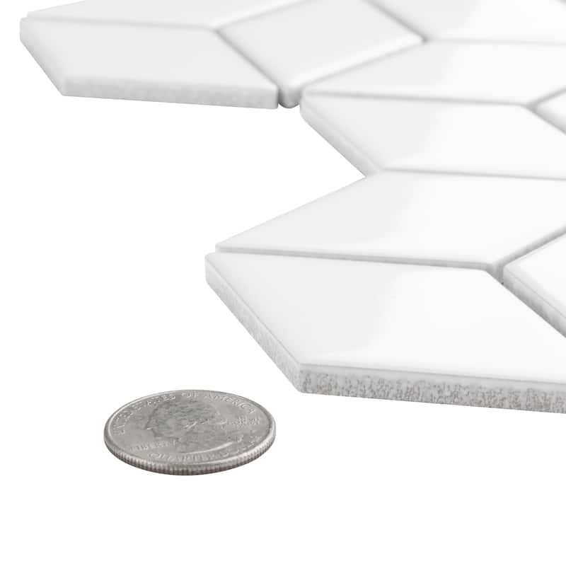 Merola Tile Metro Rhombus Glossy White 10-1/2" x 12-1/8" Porcelain Floor and Wall Tile