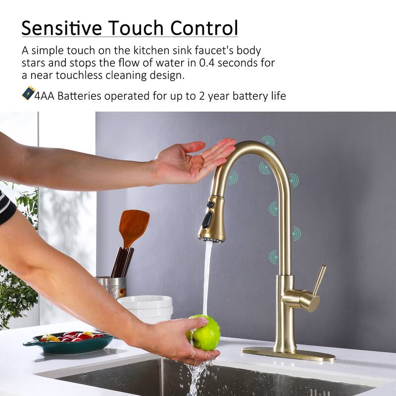 Touch Kitchen Faucet With Pull Down Sprayer Touch On Single Handle Pull Down Kitchen Sink Faucets One Hole Smart Taps