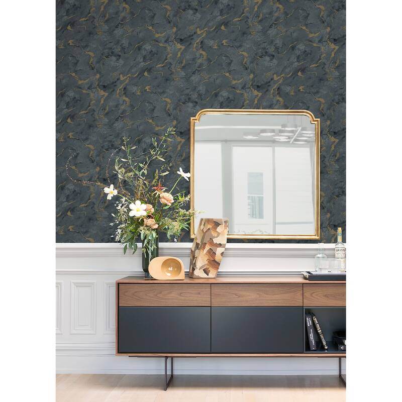 A-Street Prints Silenus Denim Marbled Wallpaper
