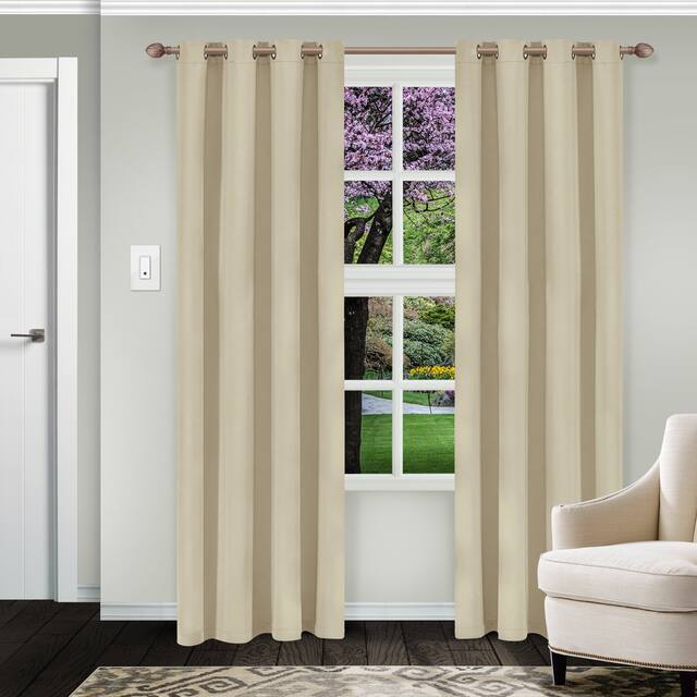 Miranda Haus Classic Modern Solid Blackout Curtain Set with 2 Panels - 52" X 120" - Ivory