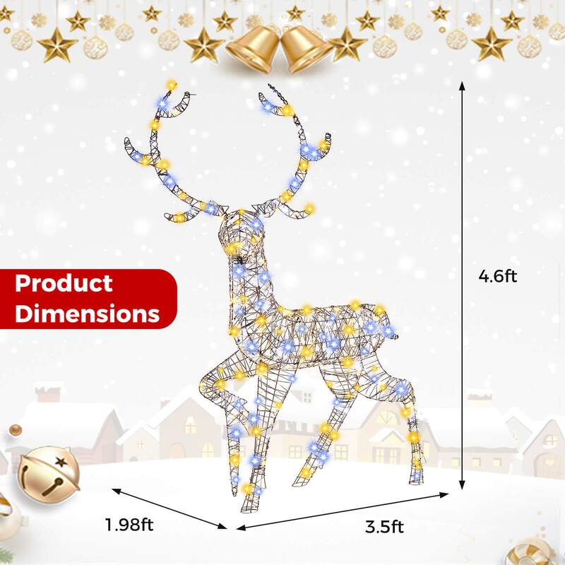 Costway 4.6 FT Pre-Lit Christmas Reindeer with 170 Bright LED Lights - See Details