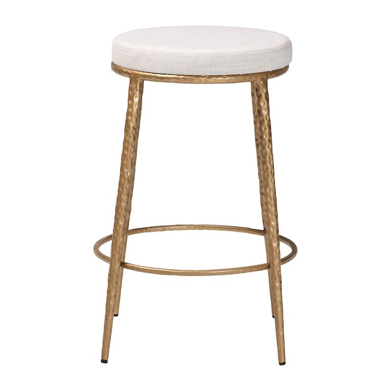 Jessa Counter Stool - Modern Rustic Backless Stool with Hand-Forged Metal Frame and Integrated Footrest