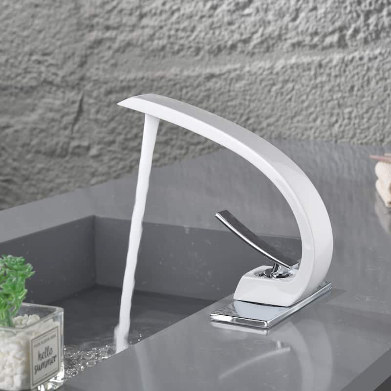 Single Handle Bathroom Faucet White Modern Bathroom Sink Faucets Single Hole Basin Vanity Mixer Taps With Deck Plate