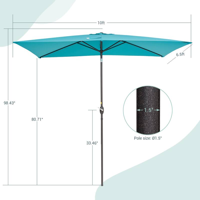 AOOLIMICS 10×6.5FT Rectangular Patio Umbrella with UV Protection, Easy Tilt, and Wind-Resistant Features