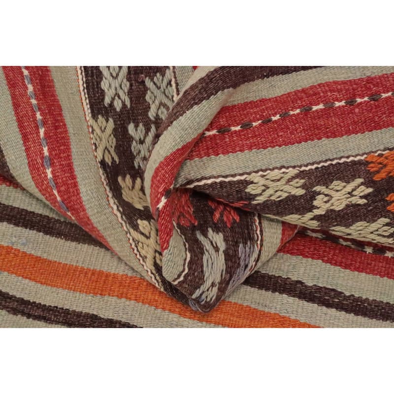 Hand Woven Oriental 100% Wool Carpet Southwestern Tribal Multi-Colored Kilim Area Rug - 8' 7'' X 4' 8''