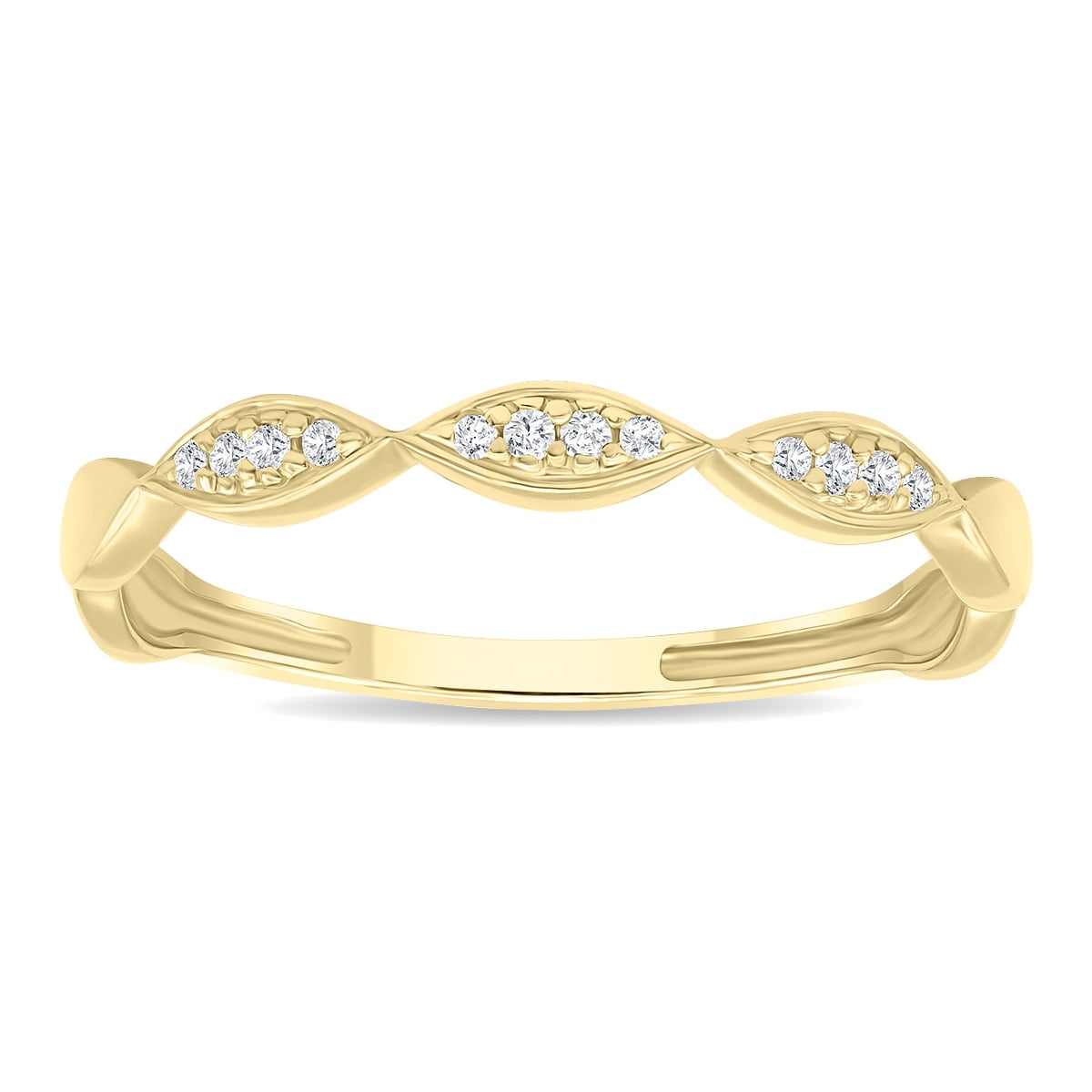 Marquee Women's Dainty Thin Diamond Wedding Stackable Band in 10K Yellow Gold