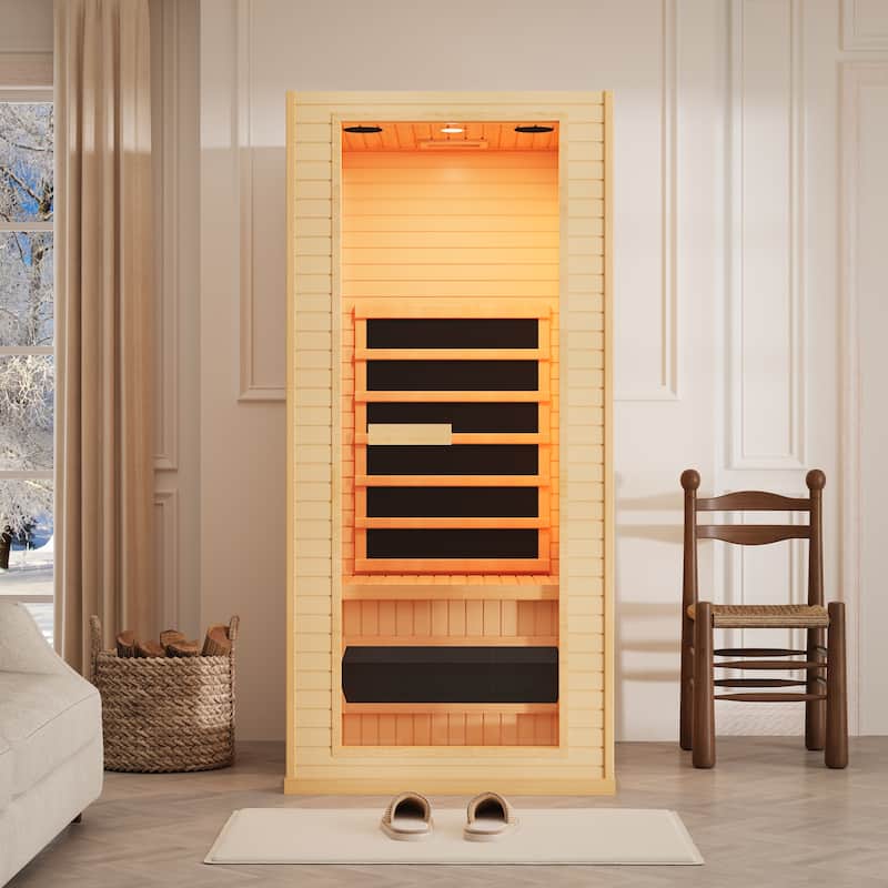 EROMMY up to 3 Person Infrared Sauna with 15-Minute Warm-Up Heater Tube and Carbon Plate - Single