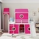 preview thumbnail 2 of 13, Full Size Loft Bed with Slide, Pink Tent, Tower, Playhouse Design & Spacious Under-Bed Storage for Bedroom, Easy Assembly, Pink