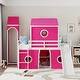 preview thumbnail 17 of 28, Full Size Loft Bed with Slide, Tent & Tower, Playhouse Design, Solid Wood Frame, Castle-Themed Bed for Kids, Blue