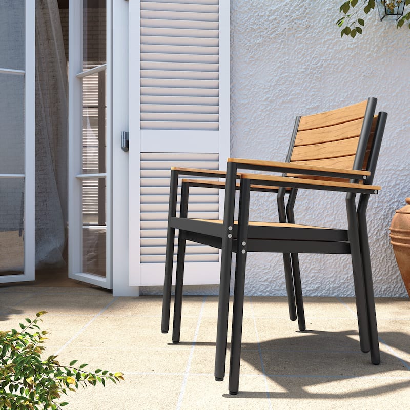 VredHom Outdoor Aluminum Stackable Dining Chairs with Armrest