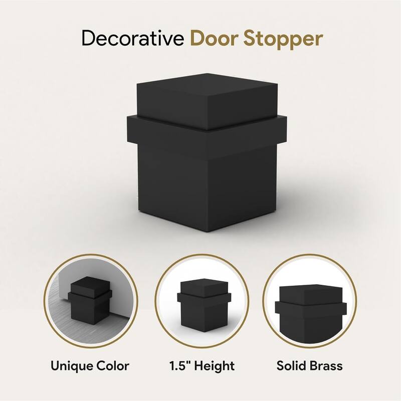 Mega Handles 1.5 Inch Square Floor-Mounted Door Stopper | Heavy Duty Zinc Door Knob and Wall Protection
