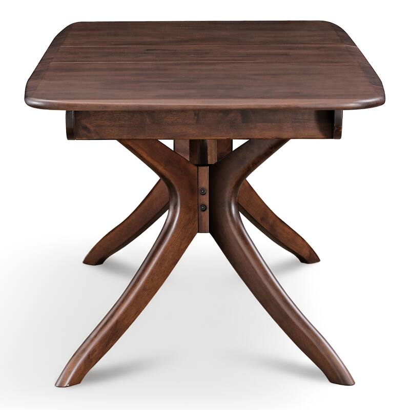 Furniture of America Abigail IV Mid-Century Modern Walnut Extendable Self-Storing Dining Table