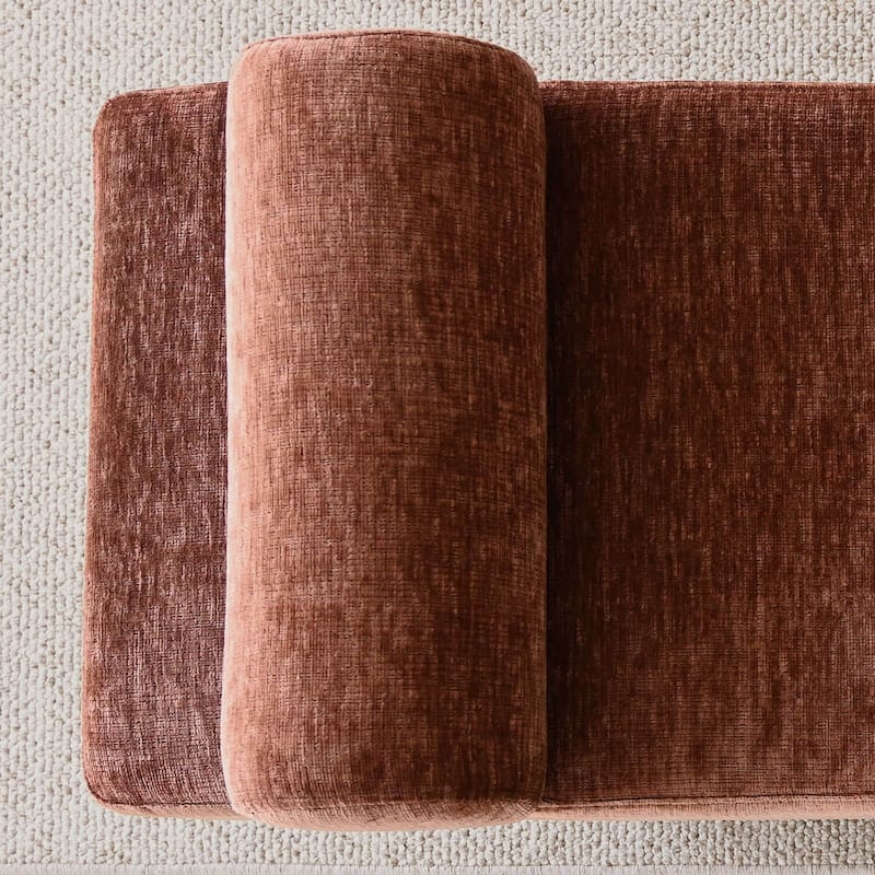 60" Upholstered Bedroom and Entryway Bench with Bolster Pillows