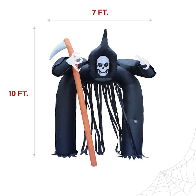 Haunted Hill Farm 10-Ft. Tall Pre-lit Musical Inflatable Grim Reaper Arch