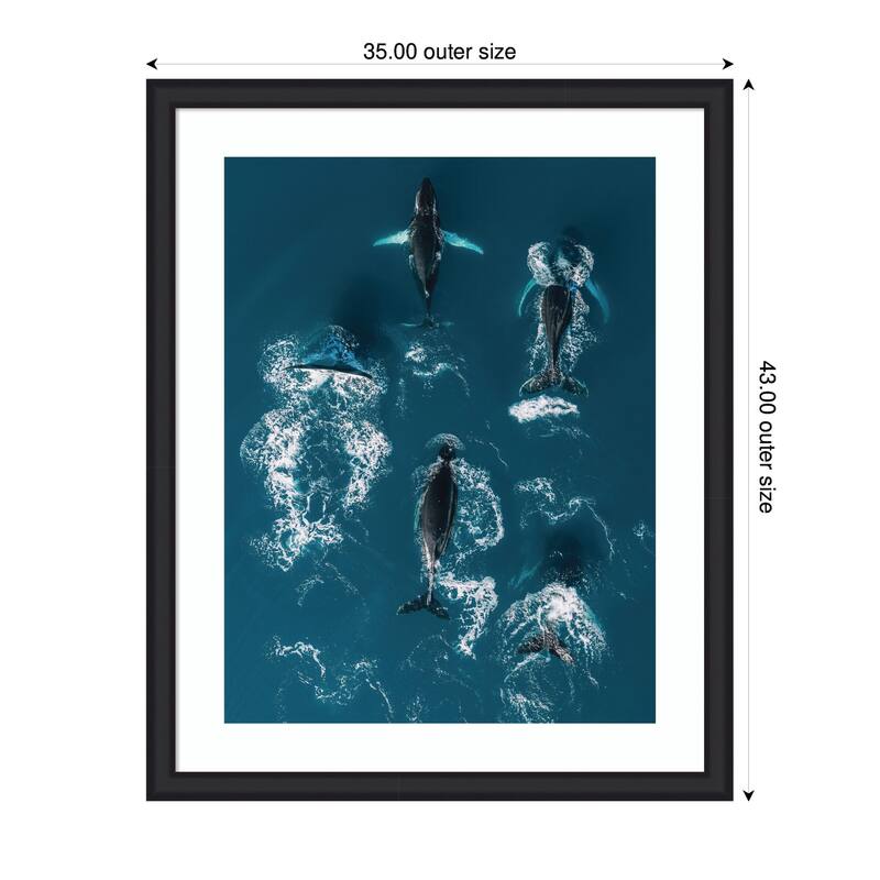 Kate and Laurel Framed Art School of Humpback Whales in the Blue Ocean by Michael Schauer