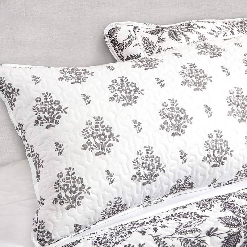 DriftAway 3 Piece Rina Vintage Inspired Floral Reversible Quilt Set Bedspreads Coverlet Prewashed