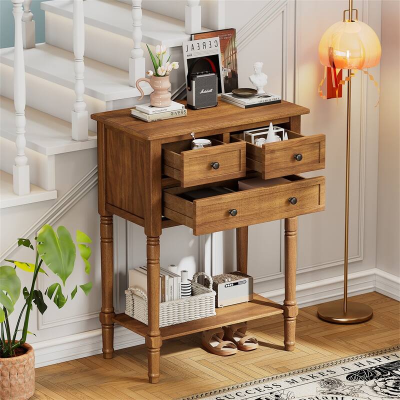 Console Table with 3 Storage Drawers and Bottom Shelf