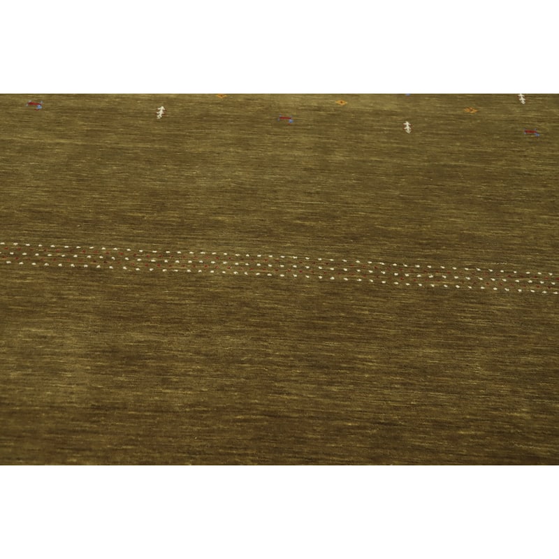 Hand Knotted Oriental 100% Wool Carpet Tribal Animal Pictorial Green Gabbeh Area Rug - 5' 10'' X 5' 11''