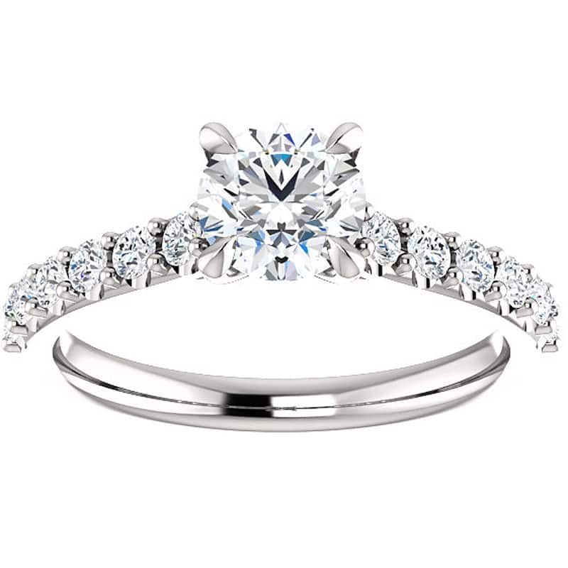 Bliss Diamond 1 Ct Round Diamond Engagement Ring White Gold Prong Set Single Row - 5.5