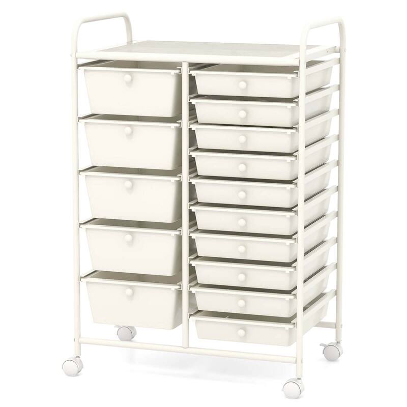 Costway 15 Drawer Rolling Storage Cart Tools Scrapbook Paper Office - See Details