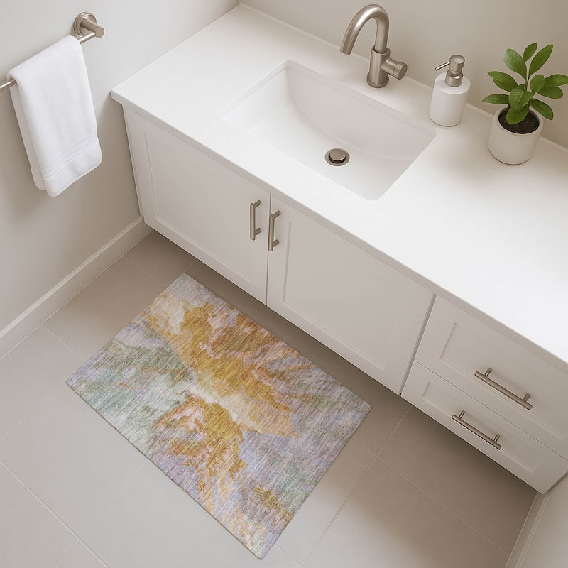 Premium Washable Super Soft Abstract Burst Mayfield Rug - Rust - 1'8" x 2'6"