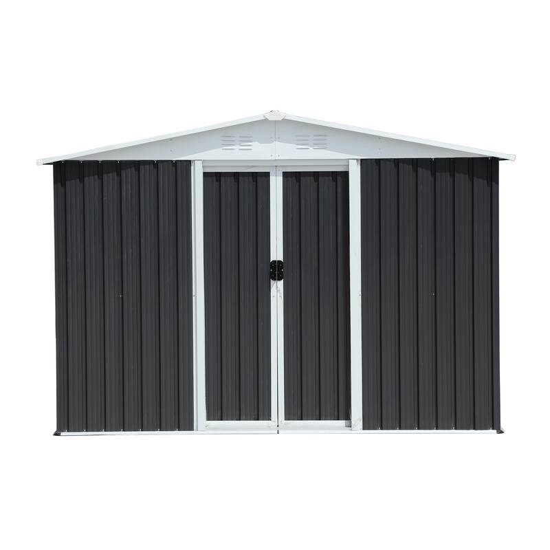 Outdoor Storage Garden Shed 12FTx10FT Apex Roof Grey With 4 windows and Aluminum alloy frame