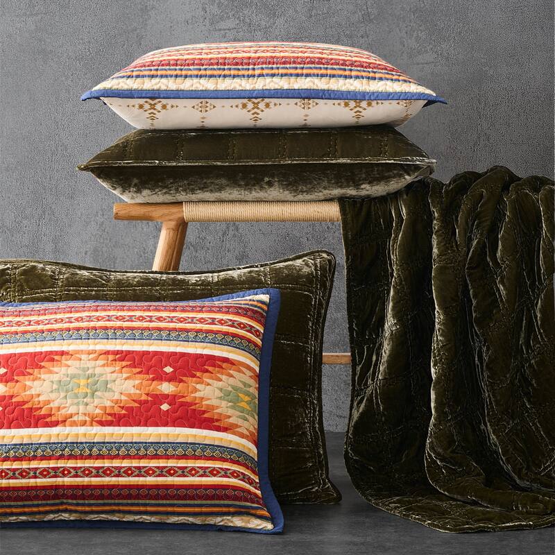 HiEnd Accents Stella Faux Silk Velvet Romantic Western Double Box Stitch Throw Blanket, 50"x60"
