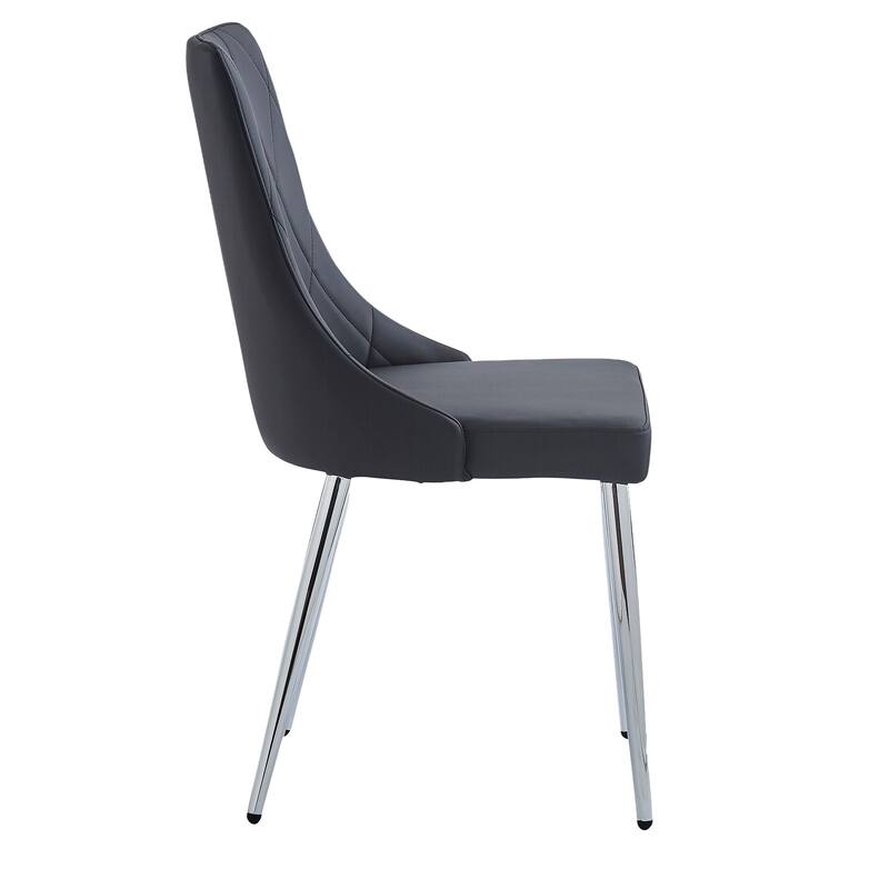 Contemporary Faux Leather and Metal Dining Chair, Set of 4