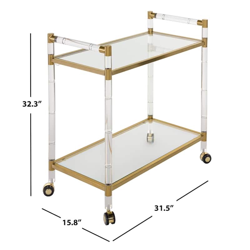 SAFAVIEH Couture Taisya Bronze Brass Bar Trolley - 32Wx16Dx32H