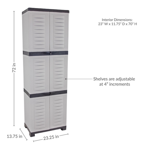 Sunnydaze 4-Shelf Plastic Lockable Storage Cabinet - 72