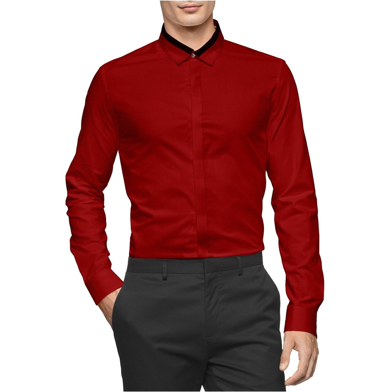 Shop Calvin Klein New Red Black Mens Size Xl Slim Fit Textured