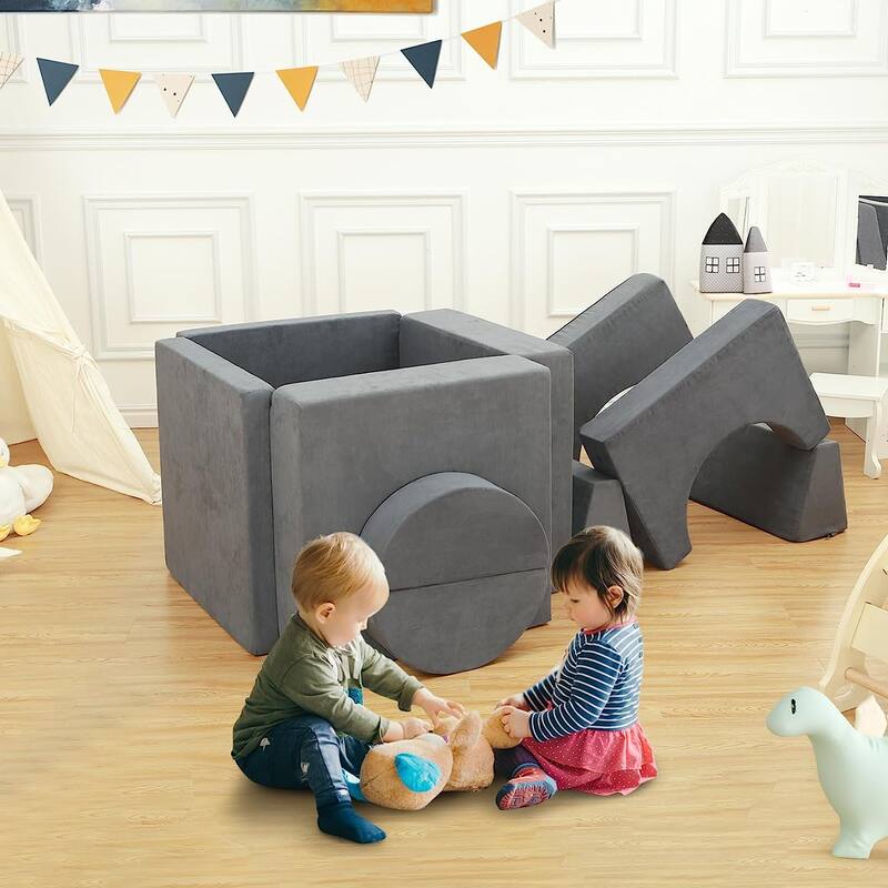 10pcs Kid's Play Couch, Multifunctional Modular Kid Convertible Sofa for Playroom, Indoor Toddler Couch for Boys Girls