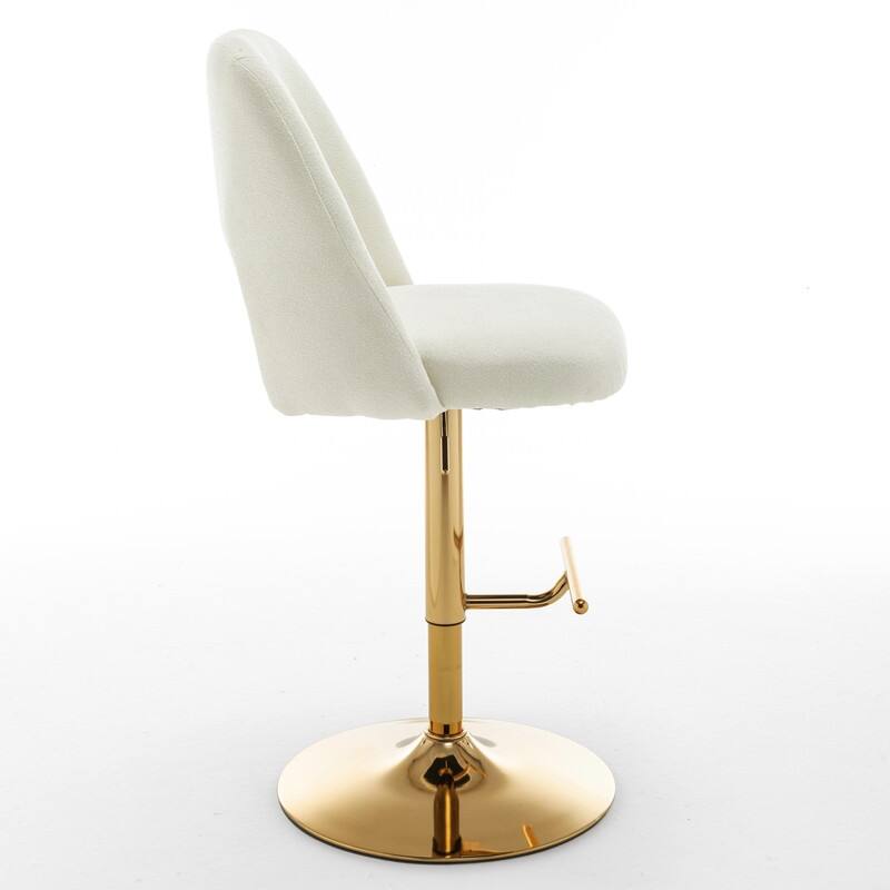 Best Quality Furniture Adjustable Textured Fabric Barstools with Chrome Finish Base (Set of 2)