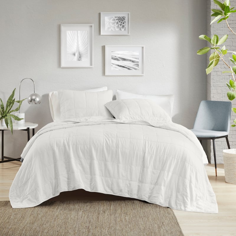 Croscill Casual Gema 3 Piece Coverlet Set - Soft White - Full - Queen